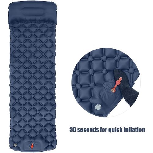  LXUXZ Outdoor Sleeping Pad Camping Inflatable Mattress with Pillow Moistureproof Mat Folding Bed Trekking Ultralight Air Cushion (Color : B, Size : 190x58cm)