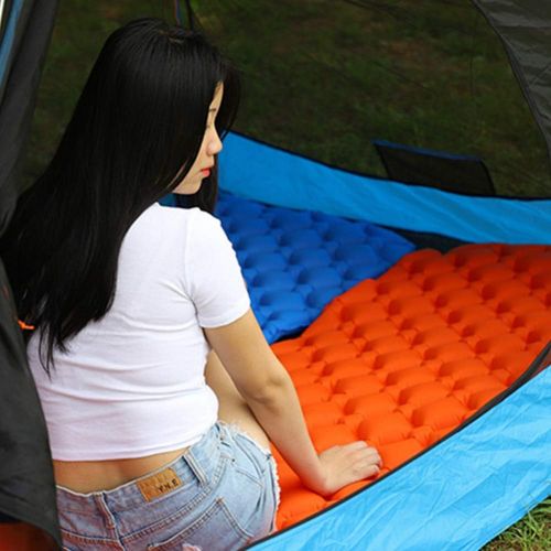  LXUXZ Outdoor Sleeping Pad Camping Inflatable Mattress with Pillow Moistureproof Mat Folding Bed Trekking Ultralight Air Cushion (Color : B, Size : 190x58cm)