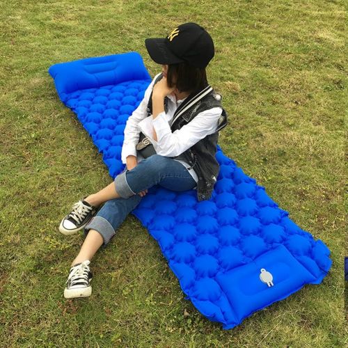  LXUXZ Outdoor Sleeping Pad Camping Inflatable Mattress with Pillow Moistureproof Mat Folding Bed Trekking Ultralight Air Cushion (Color : C, Size : 198x58cm)