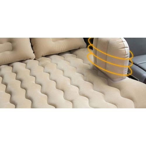  LXUXZ Car Inflatable Air Mattress Back Seat Portable Travel Camping Sleep Bed Cushion (Color : Beige, Size : 135x80cm)