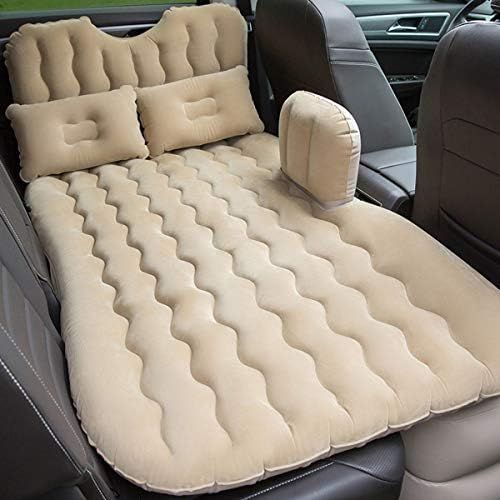  LXUXZ Car Inflatable Air Mattress Back Seat Portable Travel Camping Sleep Bed Cushion (Color : Beige, Size : 135x80cm)