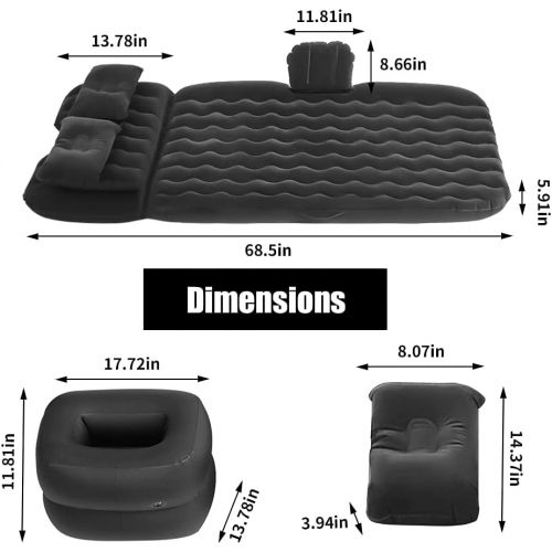  LXUXZ Inflatable Bed Mattress Indoor Outdoor Camping Travel Car Back Seat Air Beds Cushion Chair Cushion (Color : Gray, Size : 135x80cm)