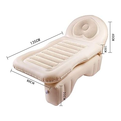  LXUXZ Inflatable Car Bed Back Seat Car Mattress Air Inflatable Travel Mattress Bed Car Accessories Outdoor Camping Mat Cushion (Color : Beige, Size : 135x80cm)