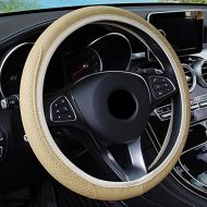 LXUXZ Steering Wheel Cover ，Braid On The Steering Wheel Cover Car Wheel Cover Car Accessories (Color : Beige, Size : 38cm)