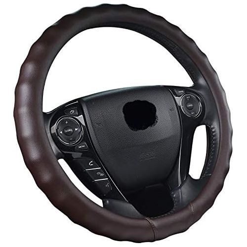  LXUXZ 3D Steering Wheel Cover General Leather, Suitable for Various Car Models, Durable Car Accessories Interior (Color : Black, Size : 38cm)