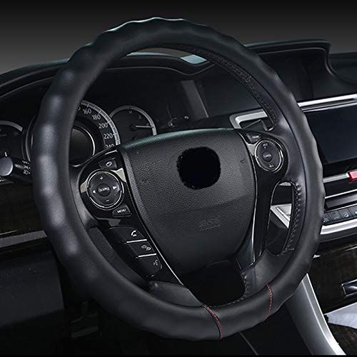  LXUXZ 3D Steering Wheel Cover General Leather, Suitable for Various Car Models, Durable Car Accessories Interior (Color : Black, Size : 38cm)