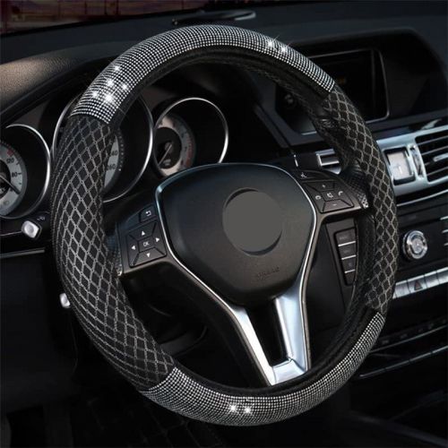  LXUXZ 38cm Steering Wheel Cover Summer Breathable Ice SilkHandlebar Cover Interior Accessories (Color : Ice Silk, Size : 38cm)