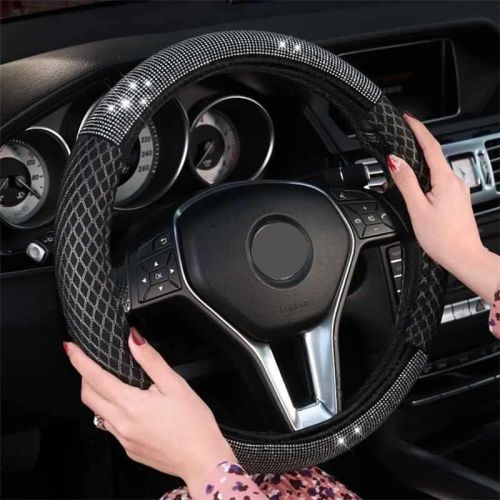  LXUXZ 38cm Steering Wheel Cover Summer Breathable Ice SilkHandlebar Cover Interior Accessories (Color : Ice Silk, Size : 38cm)
