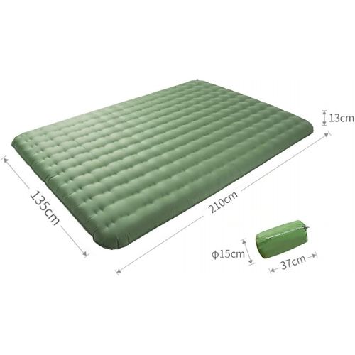  LXUXZ Camping Double Sleeping Mat Tent 2 Person Inflatable Air Mattress Car Travel Outdoor Folding Bed Cushion Beach Pads Hiking (Color : Green, Size : 210x135cm)