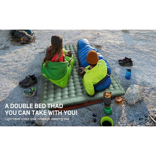  LXUXZ Camping Double Sleeping Mat Tent 2 Person Inflatable Air Mattress Car Travel Outdoor Folding Bed Cushion Beach Pads Hiking (Color : Green, Size : 210x135cm)