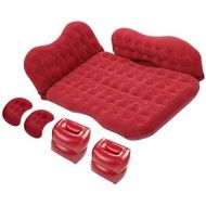 LXUXZ Car Air Mattress Travel Inflatable Back Seat Air Bed Cushion with Two Pillows, Portable Camping Vacation Rest Sleeping Pad Separable (Color : Red, Size : 135x88cm)