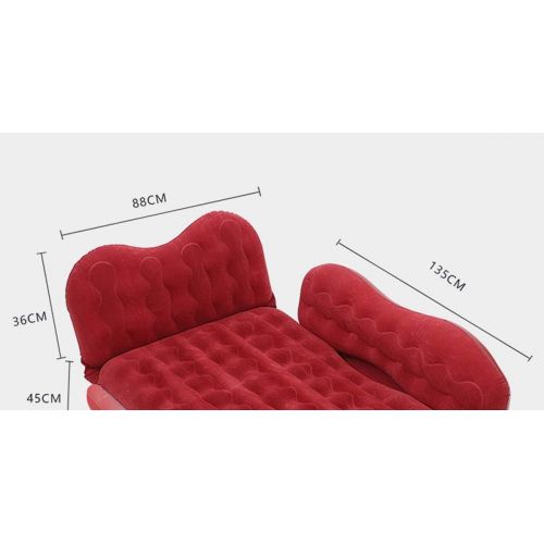  LXUXZ Car Air Mattress Travel Inflatable Back Seat Air Bed Cushion with Two Pillows, Portable Camping Vacation Rest Sleeping Pad Separable (Color : Red, Size : 135x88cm)