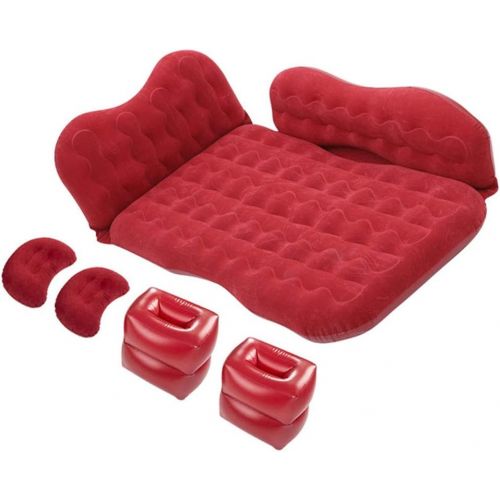  LXUXZ Car Air Mattress Travel Inflatable Back Seat Air Bed Cushion with Two Pillows, Portable Camping Vacation Rest Sleeping Pad Separable (Color : Red, Size : 135x88cm)