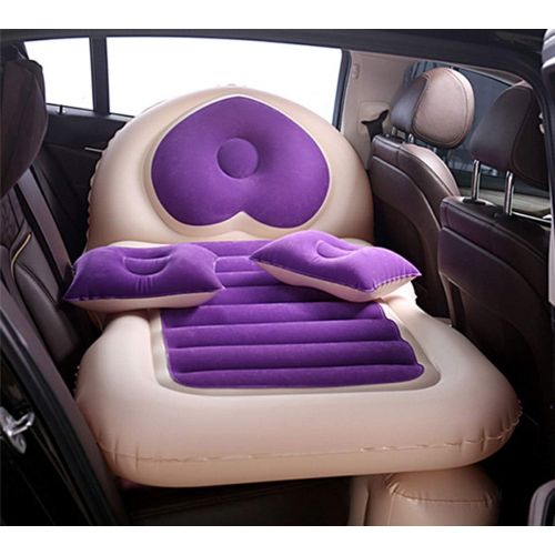  LXUXZ Air Mattress Camping Beds, Inflatable Car Travel Bed ，with Two Pillow, Portable Sleeping Pad for Home, Outdoor and Travel (Color : Purple, Size : 135x80cm)
