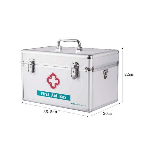  LXYFMS First aid kit LXYFMS Family First Aid Box Aluminum Alloy Medicine Box Multi-Layer Household Medical Treatment Medicine Box 24.5x15x16cm (Size : M)