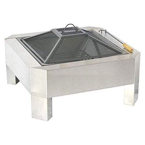  LXYYY Fire Pits Outdoor Wood Burning Fire Pit Metal Square Firepit Patio Stove Wood Burning BBQ Grill Fire Pit Bowl for Backyard Garden Camping with Cover BBQ Cooking for Outside C