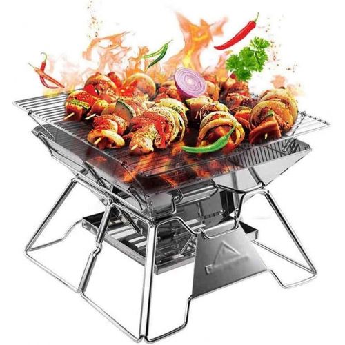  LXYYY Fire Pits Outdoor Wood Burning Fire Pits Outdoor Household Barbecue Grill Stainless Steel Portable Oven Folding Barbecue Grill Charcoal Stove Wood Stove with Cover BBQ Cooking for