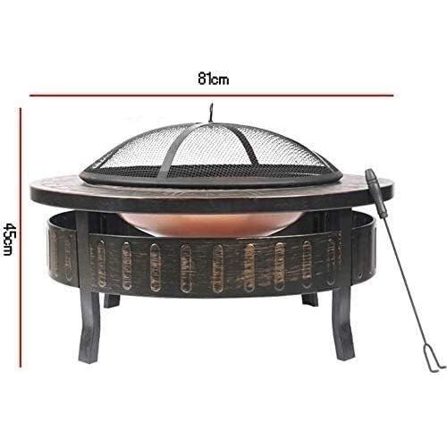  LXYYY Fire Pits Outdoor Wood Burning Outdoor Metal Firepit Round Table Backyard Patio Garden Stove Wood Burning Fire Pit with Spark Screen, Log Poker and Cover with Cover BBQ Cooking for
