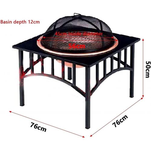  LXYYY Fire Pits Outdoor Wood Burning 30 inch Outdoor Fire Pits, Metal Square Patio Stove, Wood Burning Grill, Fire Pit Bowl, with Spark Screen Cover with Cover BBQ Cooking for Outs