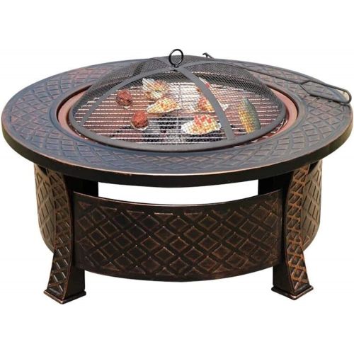  LXYYY Fire Pits Outdoor Wood Burning 32 Outdoor Fire Pit Metal Square Firepit Patio Stove Wood Burning BBQ Grill Fire Pit Bowl with Spark Screen Cover with Cover BBQ Cooking for Outside