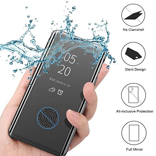  [아마존베스트]LY LANYOS LANYOS Compatible Samsung Galaxy Note 8 Flip Case，Full Body Protection Translucent Electroplate Plating S-View Mirror Cover Built in Kickstand (Black)