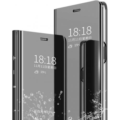  [아마존베스트]LY LANYOS LANYOS Compatible Samsung Galaxy Note 8 Flip Case，Full Body Protection Translucent Electroplate Plating S-View Mirror Cover Built in Kickstand (Black)