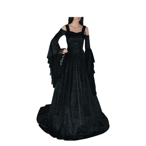  LY-VV Womens Plus Size Victorian Renaissance Medieval Costume Off Shoulder Floor Length Lolita Dress