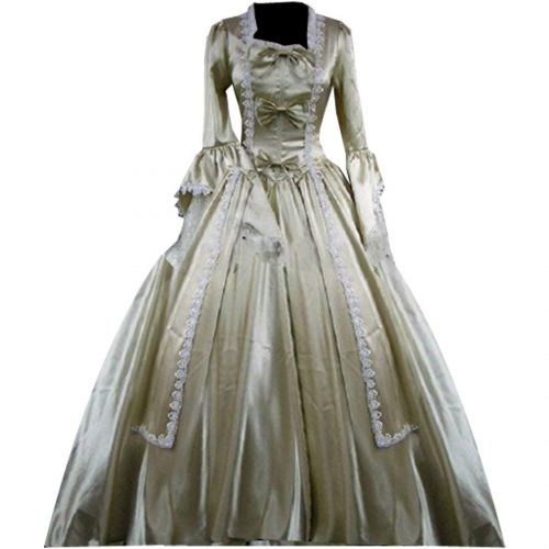  LY-VV Women Floor Length Vintage Lolita Dress Satin Princess Cosplay