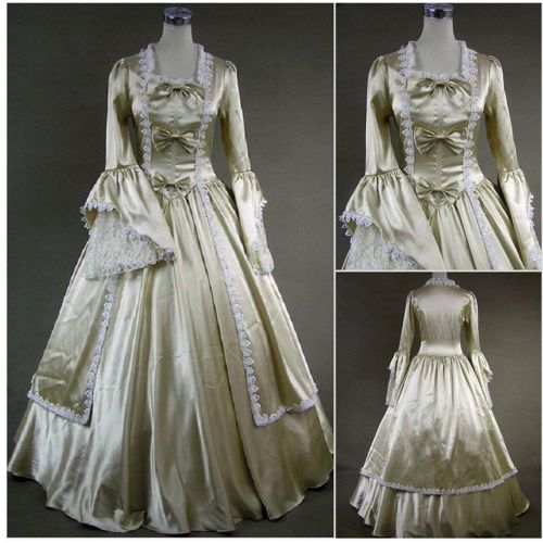  LY-VV Women Floor Length Vintage Lolita Dress Satin Princess Cosplay