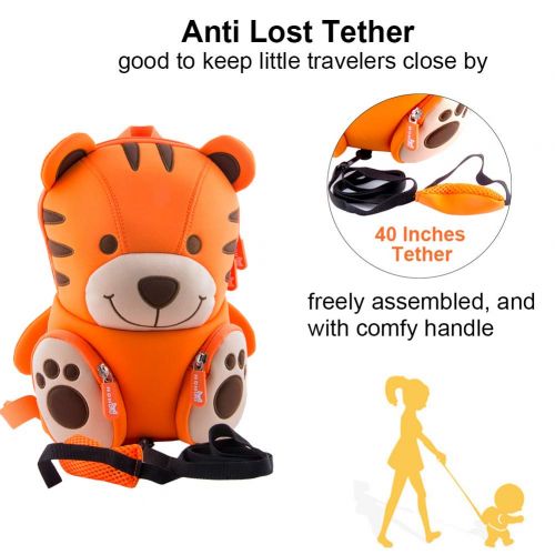  LYCSIX66 Kids Toddler Backpack with Safety Harness Leash Anti-Lost Preschool Bag for Boy Girl Ages 2-5 (Tiger)