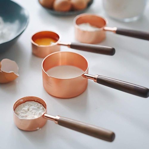  LYJxuan Creative Baking Measuring Spoon Set (set Of 4), Stainless Steel, Beautiful and Practical, The Color is Rose Gold (Size : L)