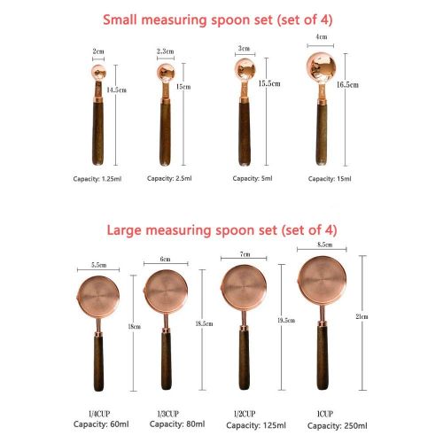  LYJxuan Creative Baking Measuring Spoon Set (set Of 4), Stainless Steel, Beautiful and Practical, The Color is Rose Gold (Size : L)