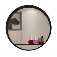 LYN Mirror Bathroom Mirror Cabinet Rounded Wall-Mounted Makeup Mirror Iron Storage Organization Units Wooden Shelf Medicine Cabinet Washroom Hotel (2 Color 5 Size)
