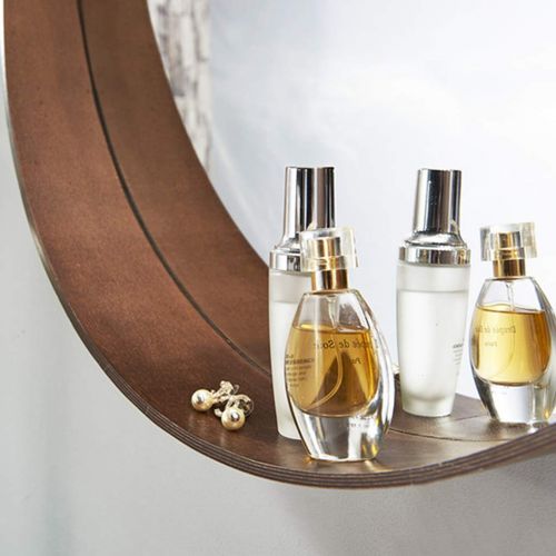  LYN Mirror Bathroom Mirror Cabinet Makeup Mirror Rounded Wall-Mounted Storage Organization Units Wooden Shelf Medicine Cabinet Washroom Hotel (3 Size 2 Color)