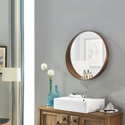  LYN Mirror Bathroom Mirror Cabinet Makeup Mirror Rounded Wall-Mounted Storage Organization Units Wooden Shelf Medicine Cabinet Washroom Hotel (3 Size 2 Color)