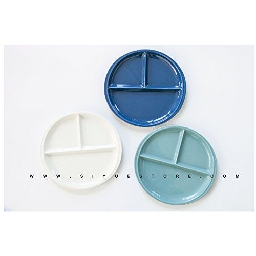  LYNK HOME Ins Mediterranean Style Cute Round Square Shaped Ceramic Porcelain Breakfast Bowls Salad Dessert Charger Service Accent Dinner Appetizer Plates Dish Holder Divided Tray Ware for Ki