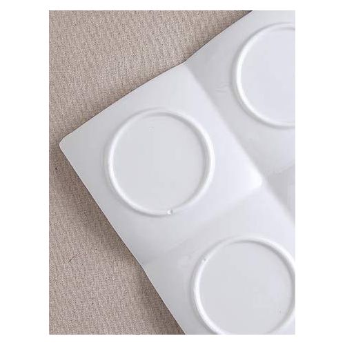  LYNK HOME Pure White Square Porcelain 4-Compartment Plate Dinner Plates Dessert Salad Plate Breakfast Serving Tray Divided Plate Appetizer Dish Fruit Platter Dinnerware, 10.4 Inch