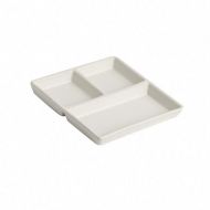 LYNK HOME Square Ceramic Compartment Plate Breakfast Serving Tray Luncheon Plates Divided Plate Bread Plate Butter Plate Dinnerware Dinner Plate Steak Dish for Kids, White