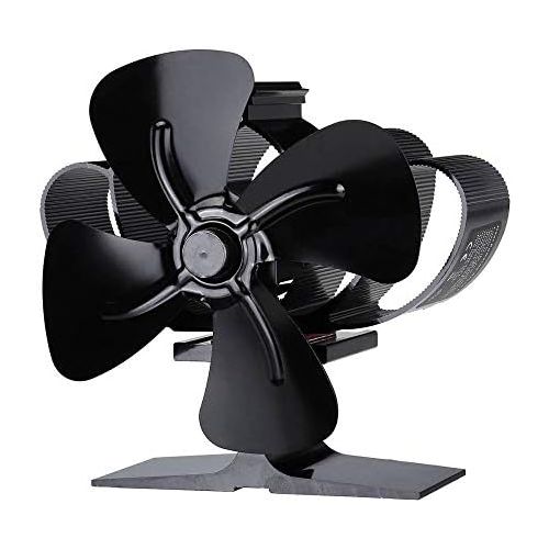  LYNLYN 4/8 Blade Mouted Dual Head Heat Powered Stove Fan Log Wood Burner Eco Friendly Quiet Fan Home Efficient Heat Distribution Liyannan (Color : Black)