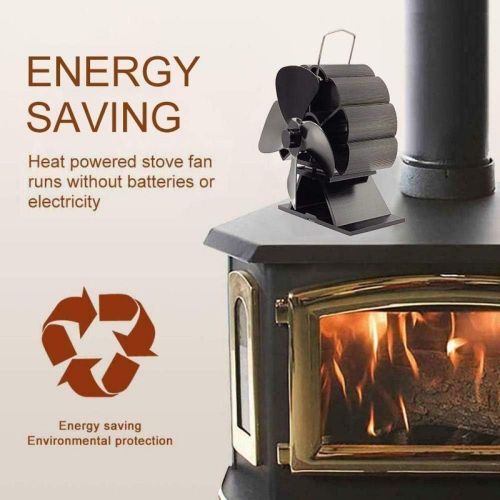  LYNLYN Mini Black Fireplace 4 Blade Heat Powered Stove Fan Log Wood Burner Eco Silnet Fan Home Efficient Heat Distribution Liyannan (Color : Black)