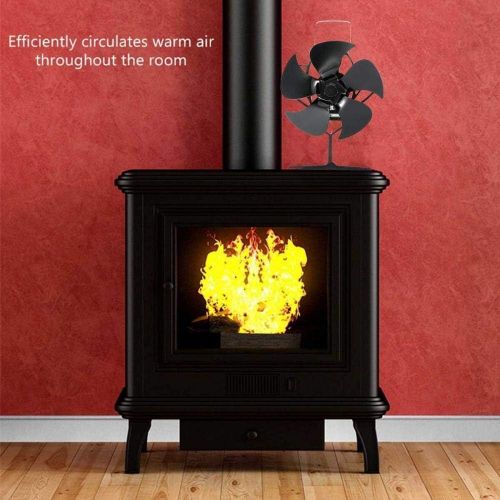  LYNLYN Black Fireplace 5 Blade Heat Powered Stove Fan Log Wood Burner Eco Friendly Quiet Fan Home Efficient Heat Distribution Liyannan (Color : Silver)
