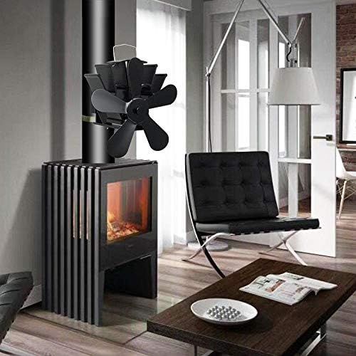  LYNLYN Mounted Fireplace 5 Blade Heat Powered Stove Fan Log Wood Burner Eco Friendly Quiet Fan Home Efficient Heat Distribution Liyannan (Color : Silver)