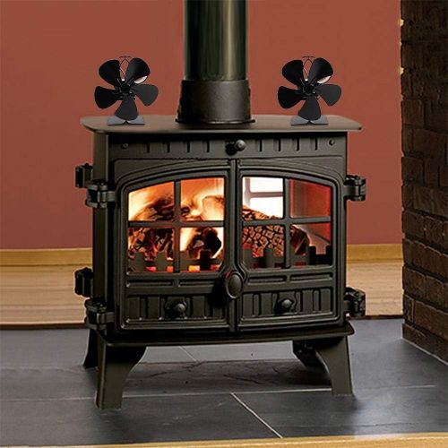  LYNLYN 5 Blade Black Fireplace Heat Powered Stove Fan Log Wood Burner Eco Friendly Quiet Fan Home Efficient Heat Distribution Liyannan (Color : 4 Blades)