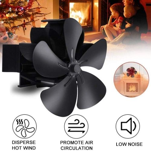  LYNLYN 7.1inch Wall Mounted 5 Blade Heat Powered Stove Fan Log Wood Burner Eco Friendly Quiet Fan Home Efficient Heat Distribute Liyannan (Color : Brown)