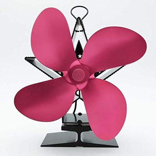  LYYAN Black 7 Colors Large Stove Fan 4 Blade for Large Space on Log Wood Burner Stove Fireplace Eco Friendly Silent Fireplace Fan Silent (Color : Pink)