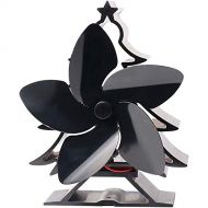 LYYAN Black Christmas Tree Shape Heat Powered Stove Fans, Wood Burner Stove Top Fans for Log Burner, 5 Blade Heat Powered Fireplace Fan for Wood Burning Stove Silent