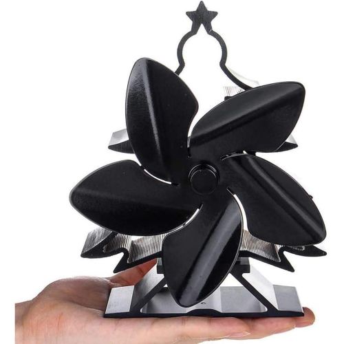  LYYAN Black Christmas Tree Shape Heat Powered Stove Fans, Wood Burner Stove Top Fans for Log Burner, 5 Blade Heat Powered Fireplace Fan for Wood Burning Stove Silent