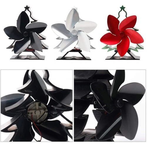  LYYAN Black Christmas Tree Shape Heat Powered Stove Fans, Wood Burner Stove Top Fans for Log Burner, 5 Blade Heat Powered Fireplace Fan for Wood Burning Stove Silent