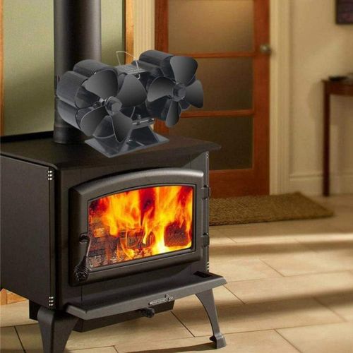  LYYAN Black New Designed 8 Blades Hang Heat Powered Stove Fans, Fireplace Fan Heat Powered for Fireplaces, Heat Powered Wood/Log Burner Fan Eco Friendly Heat Circulation Silent