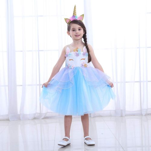  LZH Girl Unicorn Flower Dress Birthday Party Cosplay Costume Pageant Princess Dresses